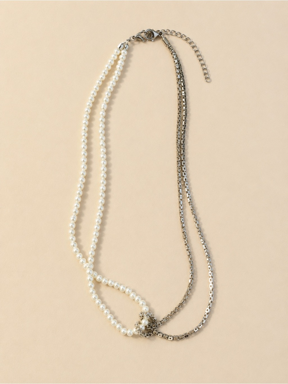 paparazzi Pearl & Silver Mixed Strand Choker  Necklace - White/Silver